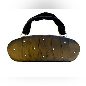 Victoria's Secret Black Satin Clutch with Rhinestones